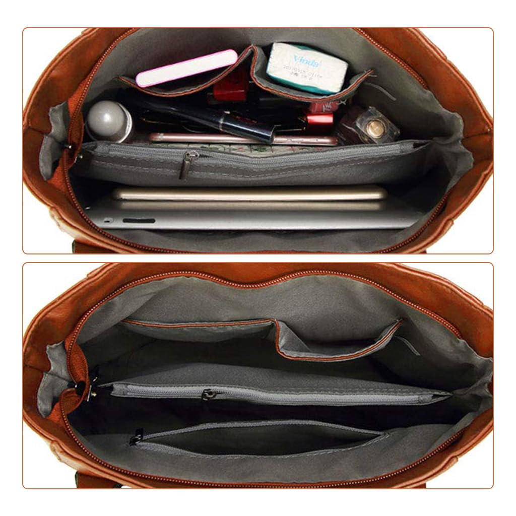 PALAY® Women Tote Bag Fashion PU Leather Handbag Shoulder Bag with Removable Shoulder Strap Large Tote Bag Shoulder Bag Vintage Brown PU Leather Tote Bag for Women