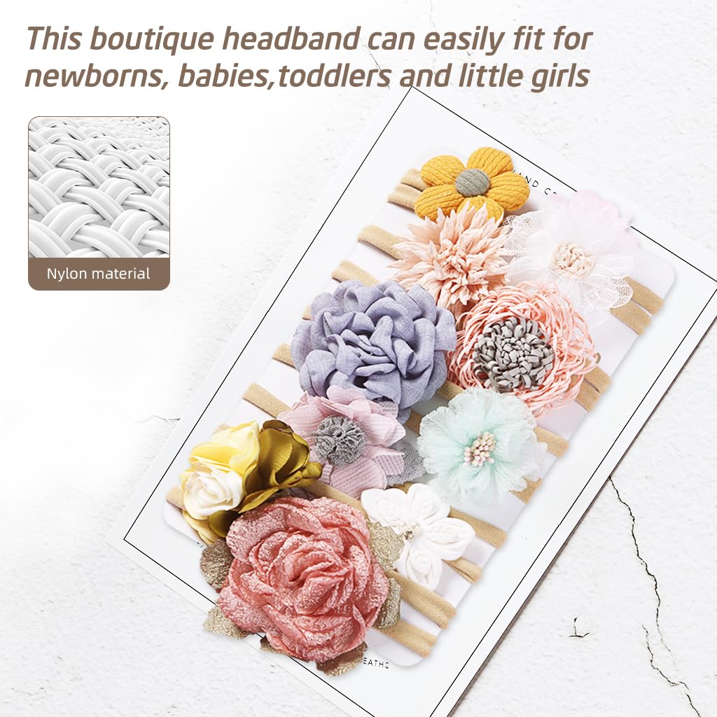 PALAY Baby Hair Band Set for Girls with Handmade Floral Design | 20PCS Soft Elastic Headbands
