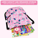 PALAY Drawstring Backpack for Kids with Adjustable Shoulder Strap and Pink Cartoon Print | 28x36cm Waterproof Nylon Bag