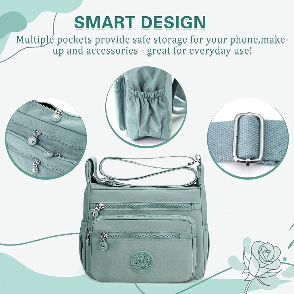 PALAY Women Crossbody Bag for Everyday Use with Multi Layer Design and Waterproof Nylon | 10.2x8.2 in Satchel