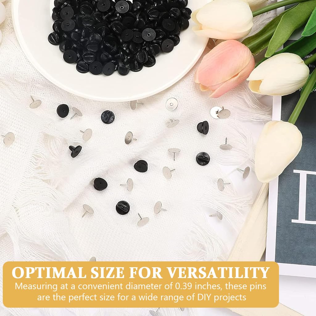 PALAY Rubber Pin Backs for DIY Crafts with Push Pull Locking Design 50 Pairs 10mmx9mm