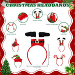 PALAY Christmas Headbands for Holiday Parties with Elf and Santa Designs 5Pcs Set
