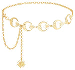 PALAY® Waist Chain Belt Moon Star Metal Waist Chain Belt Stylish Clothes Accessories for Blazer, Suit, Dress, Gown, Wedding Dress (Gold)
