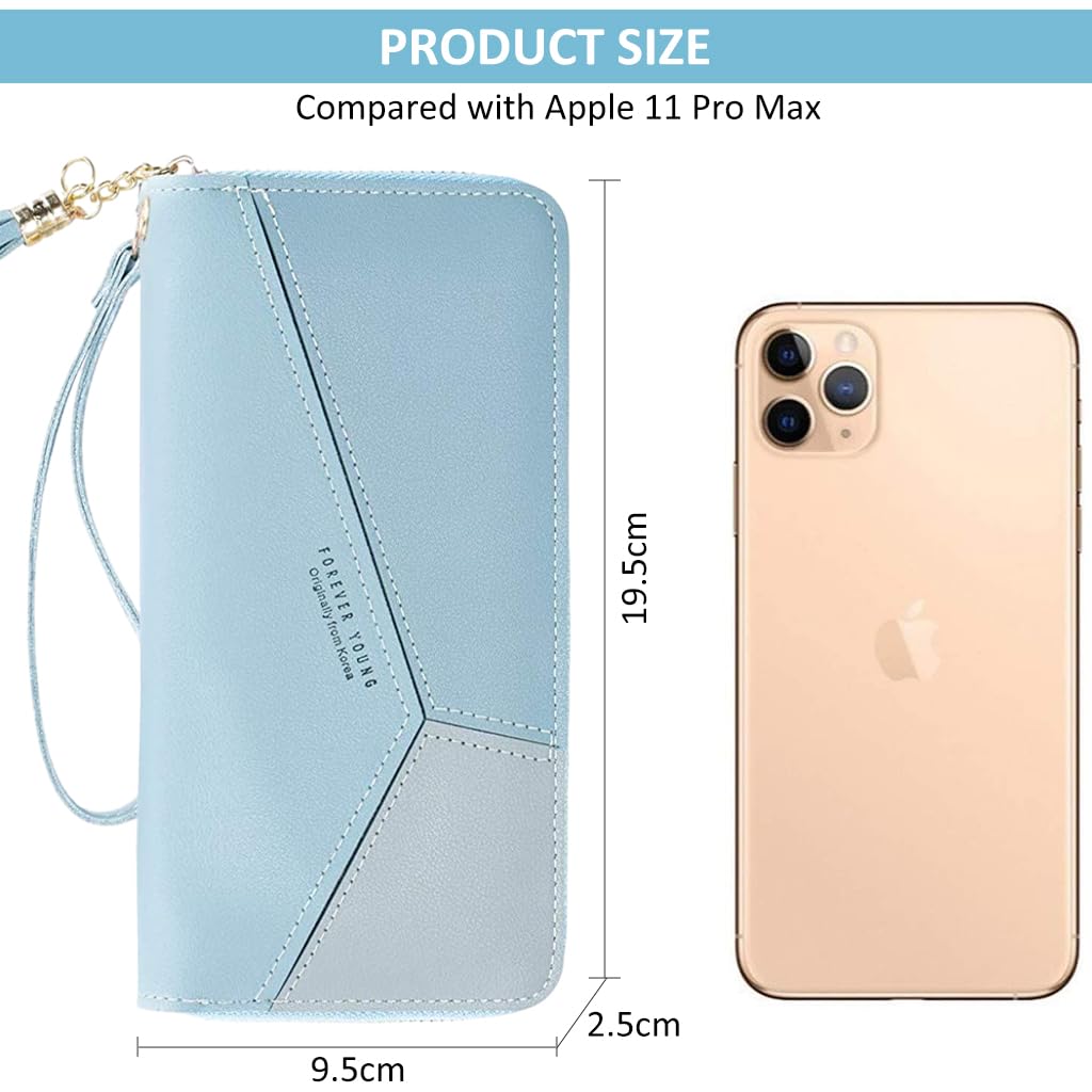 PALAY Womens Long Wallet for Daily Use with 10 Card Slots and Zipper Coin Pocket | PU Leather Purse