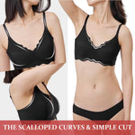 PALAY Seamless Bra for Women with V Neck Floral Edge and Removable Pads | Ice Silk Wireless Comfort