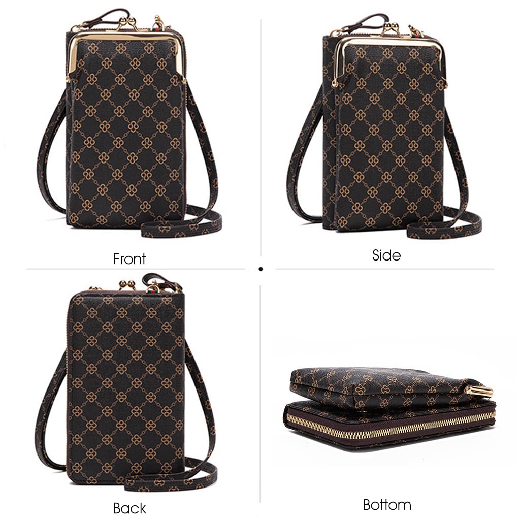 PALAY Crossbody Phone Bag for Women with 7in Size and Adjustable Detachable Strap | Brown PU Leather Wallet Purse