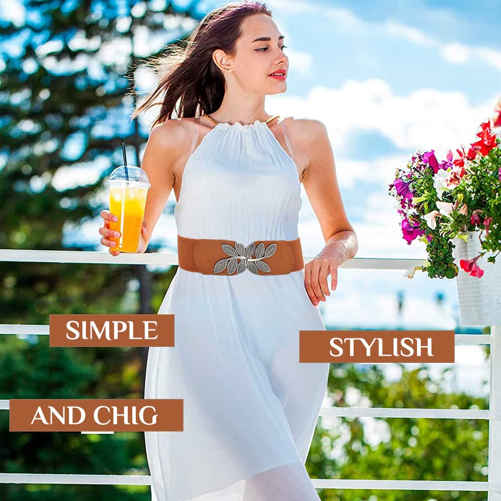 PALAY® Elastic Waist Belts for Women, Interlocking Buckle Belt for Dress Jumpsuit