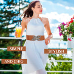 PALAY Elastic Waist Belt for Women with Interlocking Buckle | Brown Belt for Dress and Jumpsuit