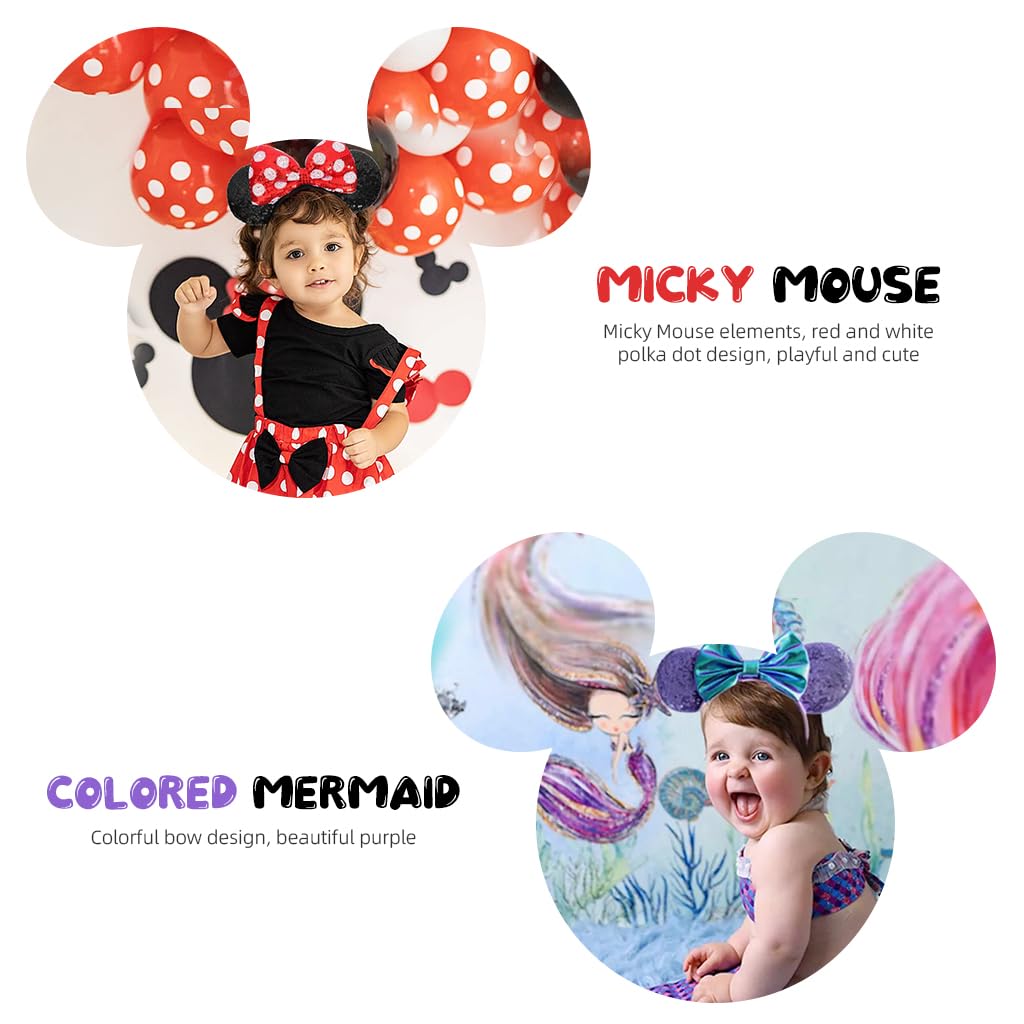 PALAY Hairband for Women and Girls featuring Sequin Bow Ears | 4PCS Soft Headband Set