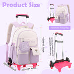 PALAY School Backpack with Wheels for Girls featuring 6 Wheel Metal Trolley and Retractable Handle