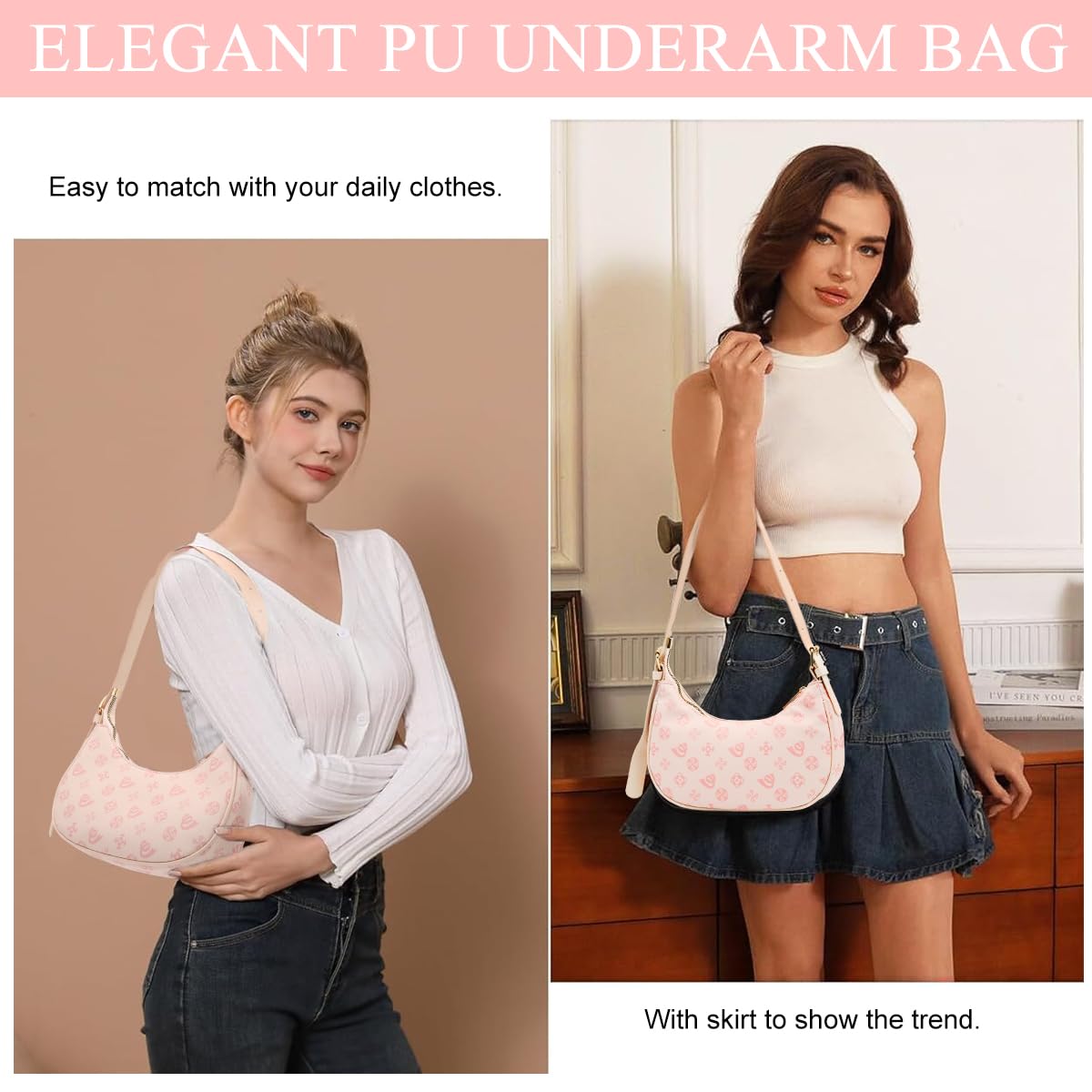 PALAY Women Shoulder Bag featuring Embossed Pattern and PU Leather | Aesthetic Coquette Style