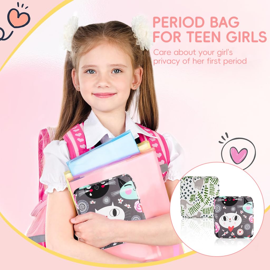 PALAY Sanitary Napkin Storage Bag Set for Hygiene and Travel with Secure Zipper | 2pcs 5.1 in Cotton Pouches