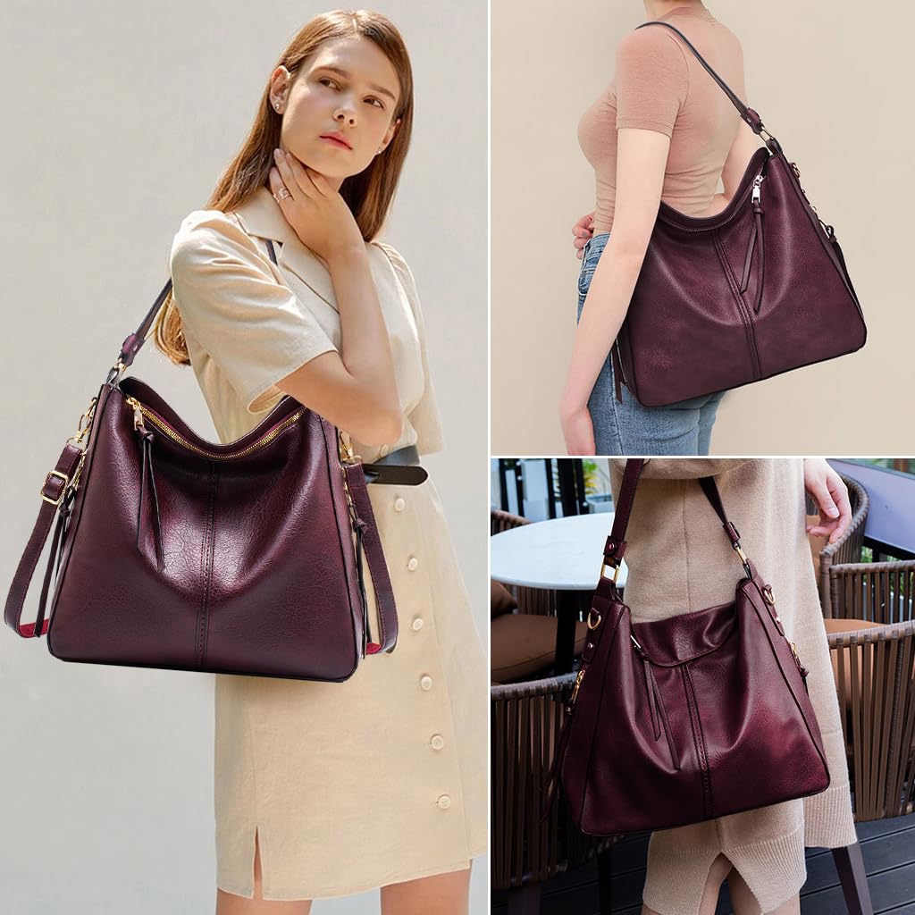 PALAY Tote Bag for Women with Large Capacity and Detachable Straps in Purple | PU Leather