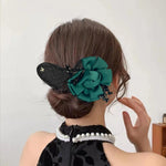 PALAY® Hair Buns for Women Floral Magic Bun Maker for Hair Bun Accessories Pearl French Hair Bun Clips Elegant Hairstyle Twist Juda Hair Accessories for Women, Girls - Green