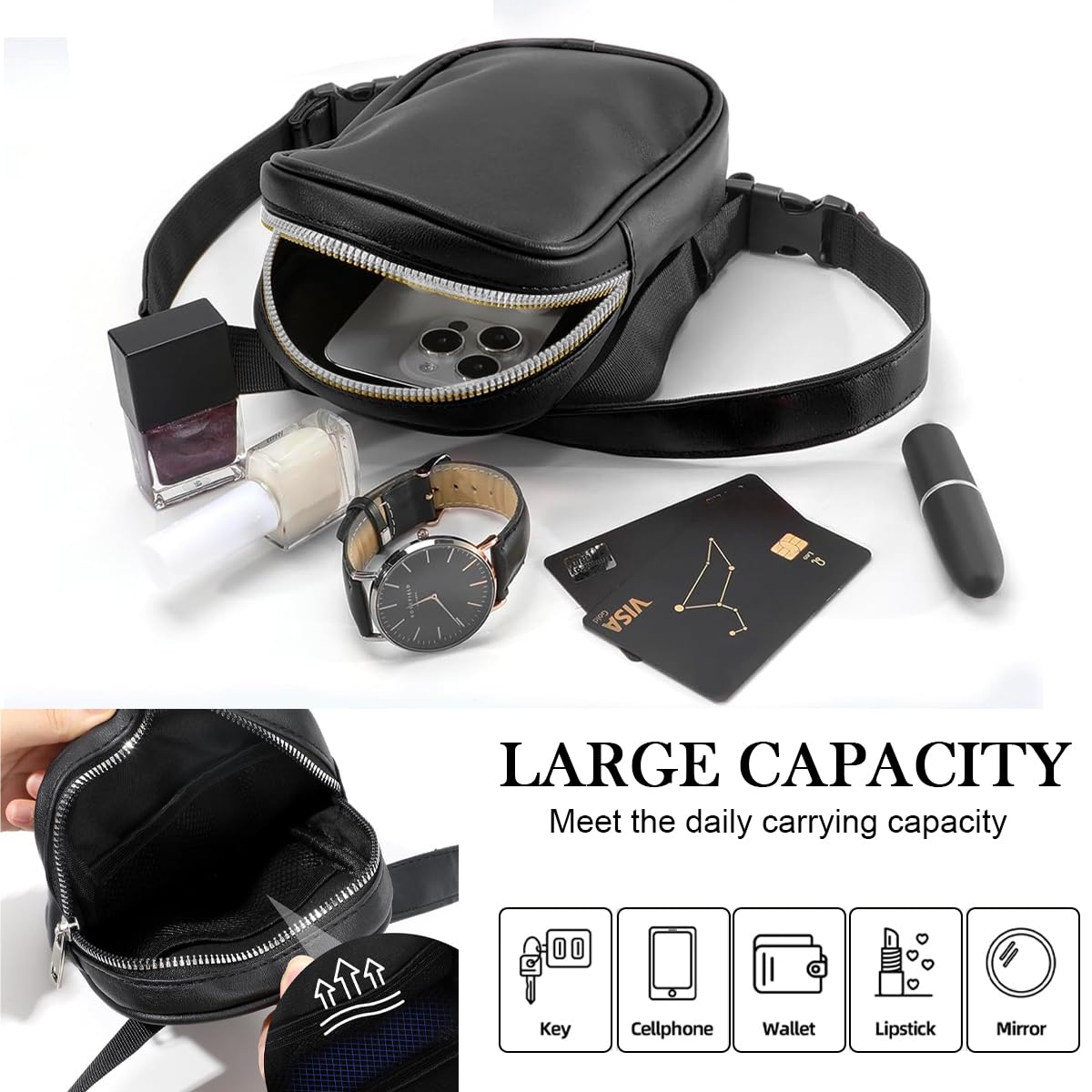 PALAY Leg Bag for Women featuring Adjustable Quick Release Buckle and PU Leather | Compact Multi Pocket Design