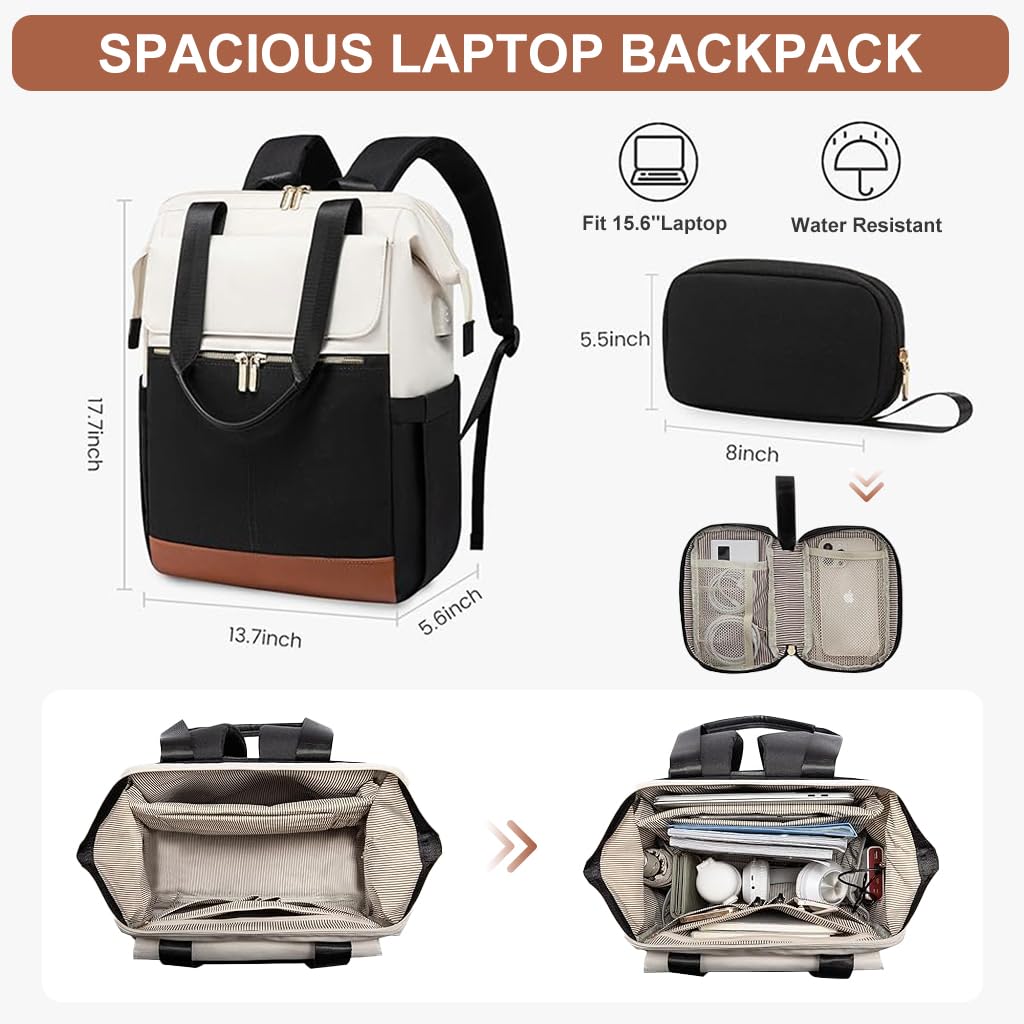 PALAY Laptop Backpack for Women 15.6 Inch with Dual Zipper and Wide Open Design | Oxford Cloth Travel Bag