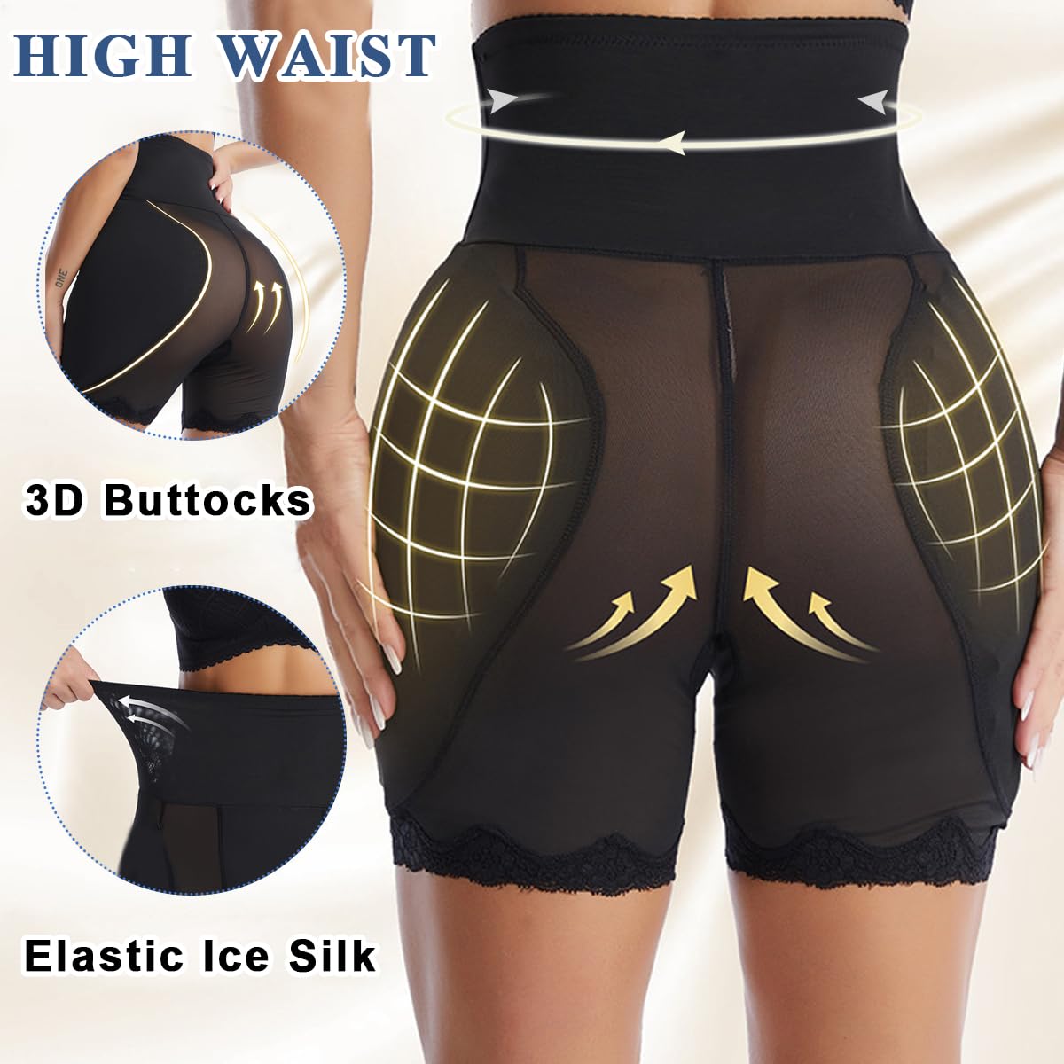PALAY Hip Pads for Women with 2 pcs Hip Insert Pads and Dacron Fabric | Black XL Shapewear