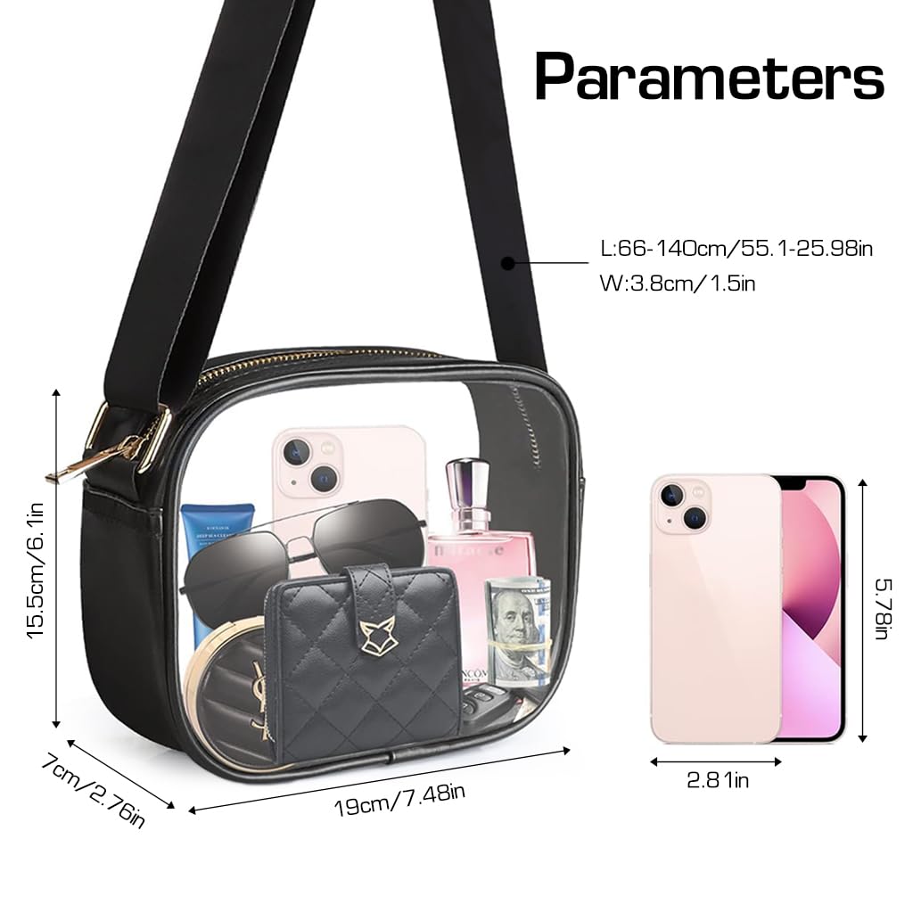 PALAY Crossbody Bag for Women with Adjustable Strap and 7.8x2.76 in Capacity | Transparent PU Frame Design