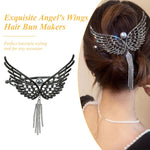 PALAY Hair Buns for Women Set of 2 with Butterfly Metal Rhinestone Tassels | Elegant Bun Maker Clips