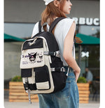 PALAY® Kuromi Backpack for School Girls 6-12 Years Old Teens Fashion Kawaii Kuromi Print School Backpack Large Multi Layer Book Bag Travel Backpack for Teens Students School Gift for Girls