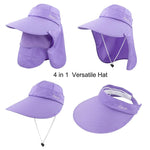 PALAY® Purple Women Foldable UV Protection Sun Wide Brim Hat with Detachable Flaps