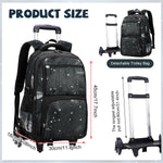 PALAY Starry Sky 6-Wheel Trolley School Backpack with Detachable Trolley