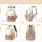 PALAY Casual Backpack for Travel and School featuring Padded 15.6 in Laptop Compartment | Beige Nylon 3 PCS Set