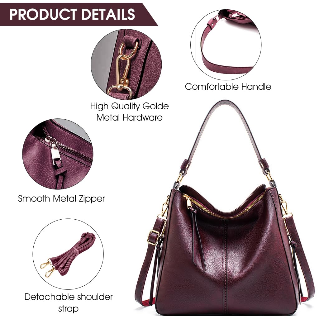 PALAY Tote Bag for Women with Large Capacity and Detachable Straps in Purple | PU Leather