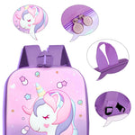 PALAY Kindergarten Backpack for Girls with 26x32 cm Size and Padded Straps | Purple Waterproof Unicorn Design