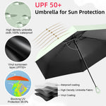 PALAY Mini Sun Umbrella for Travel with UPF 50 Protection and 6 Strong Ribs | Rubberized Ring Handle