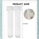 PALAY Lolita Lace Socks for Girls featuring Hollow Out Fishnet Design 22.44 in Length White