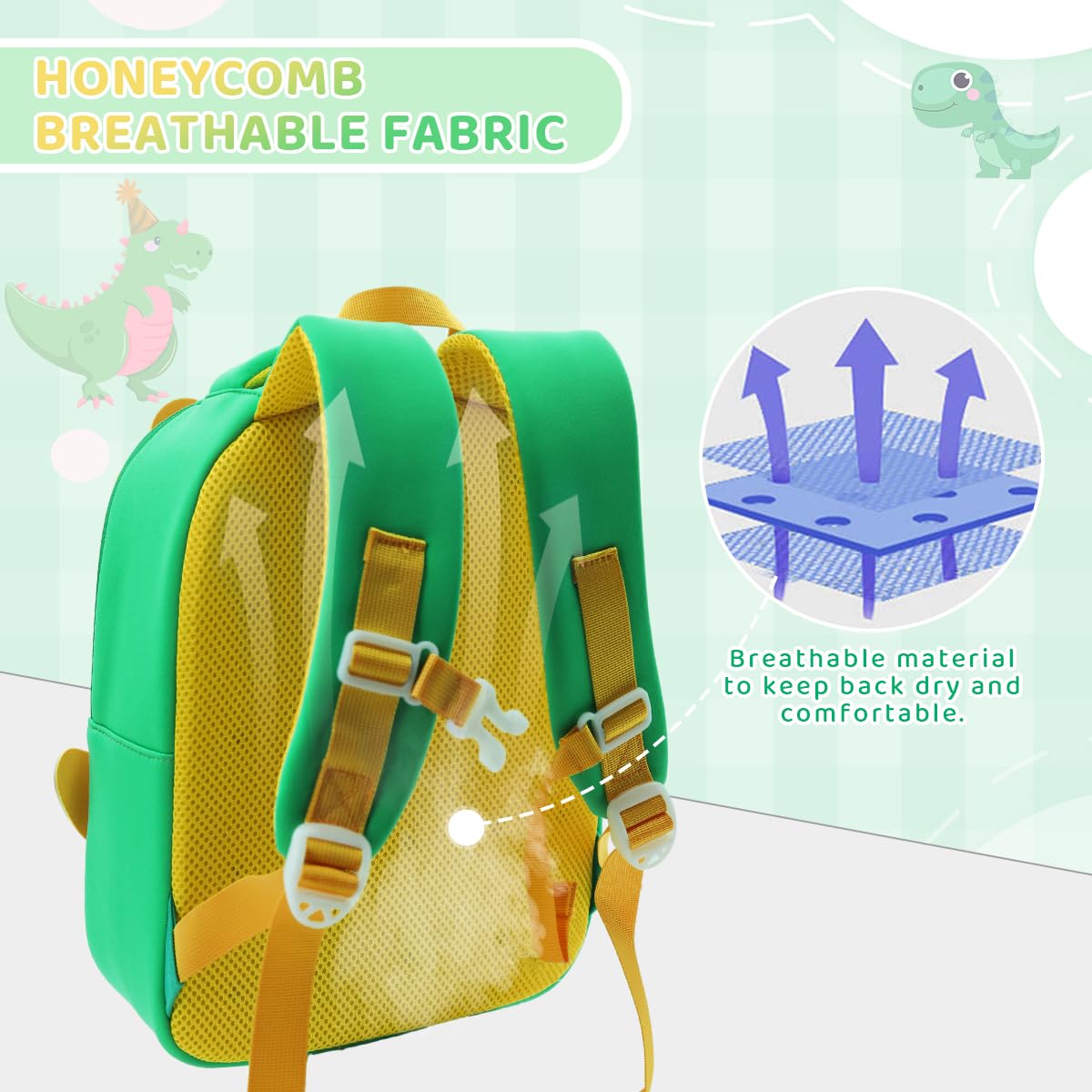 PALAY® Kids School Backpack Cartoon Dinosaur Backpack Kindergarten Preschool Kids Bookbag Girls Boys Backpack for School, Travel Backpack School Gift for Toddler 3-5 Years Old