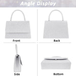 PALAY Clutch for Women with Detachable Chain Top Handle in Sparkling Silver PVC | 7.95x2x5.3 in Evening Tote