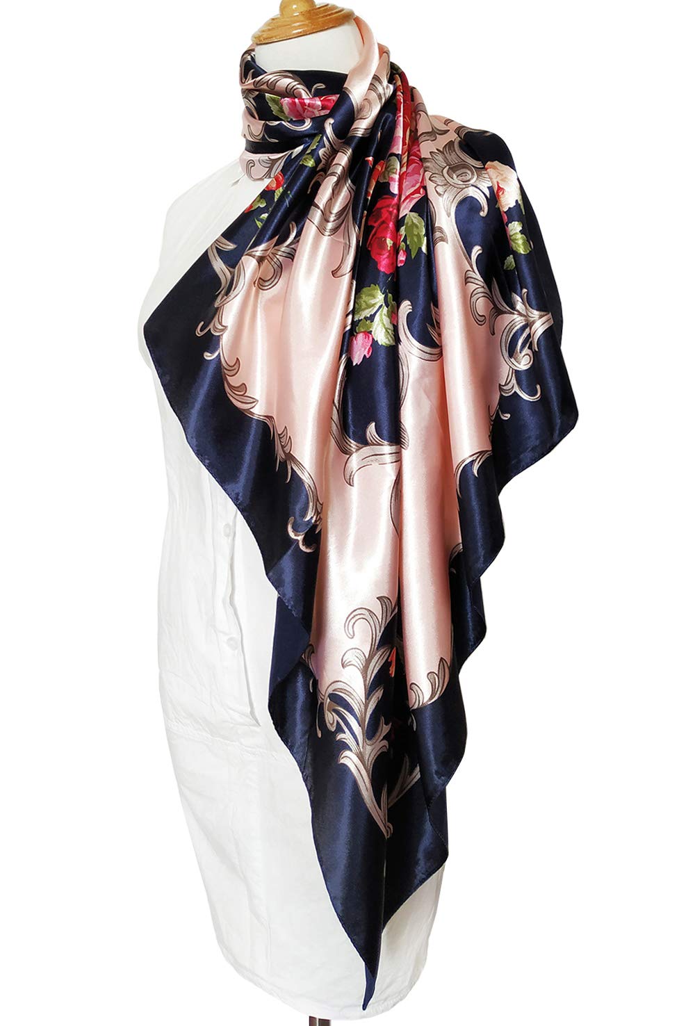 PALAY Satin Square Silk Like Hair Scarf for Women 35 x 35 in | Soft Polyester Wrap