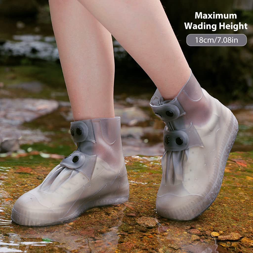 PALAY Silicone Shoe Covers for Rainy Days with Double Snap Closure and TPE Sole | 3 PCS Size 8-10