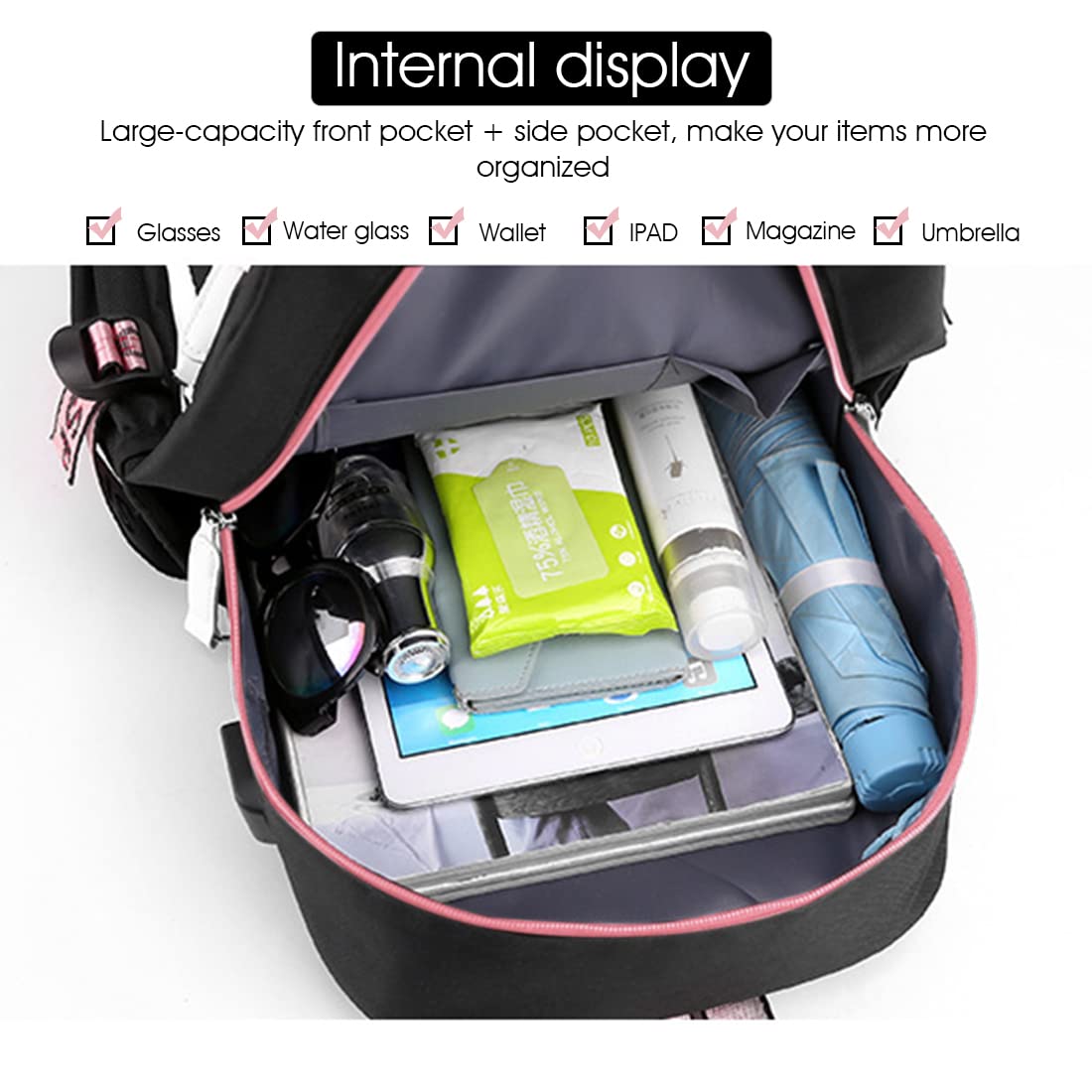 PALAY BTS Backpack for School and Travel featuring USB Cable Vent | 15.6 in Laptop Bag for Boys