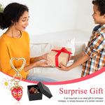 PALAY Strawberry Bag Charms Keychain for Handbags with Heart Carabiner and Flower Accent | 2 Pcs Gift Set for Women and Girls