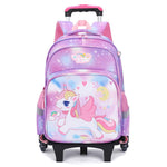 PALAY® Unicorn Print School Backpack for Girls Travel BackPack for Girl School Bag on Wheel Detachable Wheel Stand Gift School Bag for Girls Primary Student