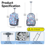 PALAY School Bag for Girls 18 in Backpack with Wheels featuring Retractable T-Bar Handle | Kids Travel and School Use