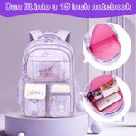 PALAY® Kuromi Backpack for School Girls Sanrio Kuromi School Backpack Multi Layer Large Book Bag Burden Relief Travel Backpack School Backpack for 8-16 Years Olds School Girls Teens, 45x31x19cm