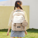 PALAY Casual Backpack for Travel and School featuring Padded 15.6 in Laptop Compartment | Beige Nylon 3 PCS Set
