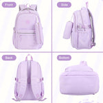 PALAY School Backpack for Girls Purple Oxford Cloth