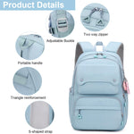 PALAY Fashion Backpack for Students with Multi Pouches and Padded Straps | Blue Nylon 2 PCS