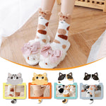 PALAY® 5 Pairs Winter Floor Socks for Women Girls Soft Warm Coral Fleece Socks Cartoon Cat Claw Overankle Socks Winter Home Warm Socks Home Floor Socks Christmas Gift for Girls