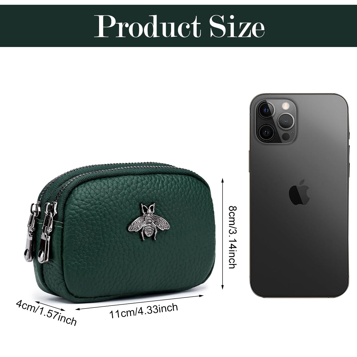 PALAY Women Coin Bag for Everyday Use with Double Layer Design 11.5x4x7.5cm PU Leather | Gift Purse