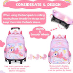 PALAY School Backpack for Girls with Detachable Wheel Stand and 3 Compartments 17 L Pink