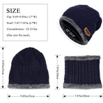 PALAY® Navy Blue Winter Warm Knitted Hats with Neck Gaiter Knitted Scarf Set,Beanie Cap Hat Neck Hat for Men and Women