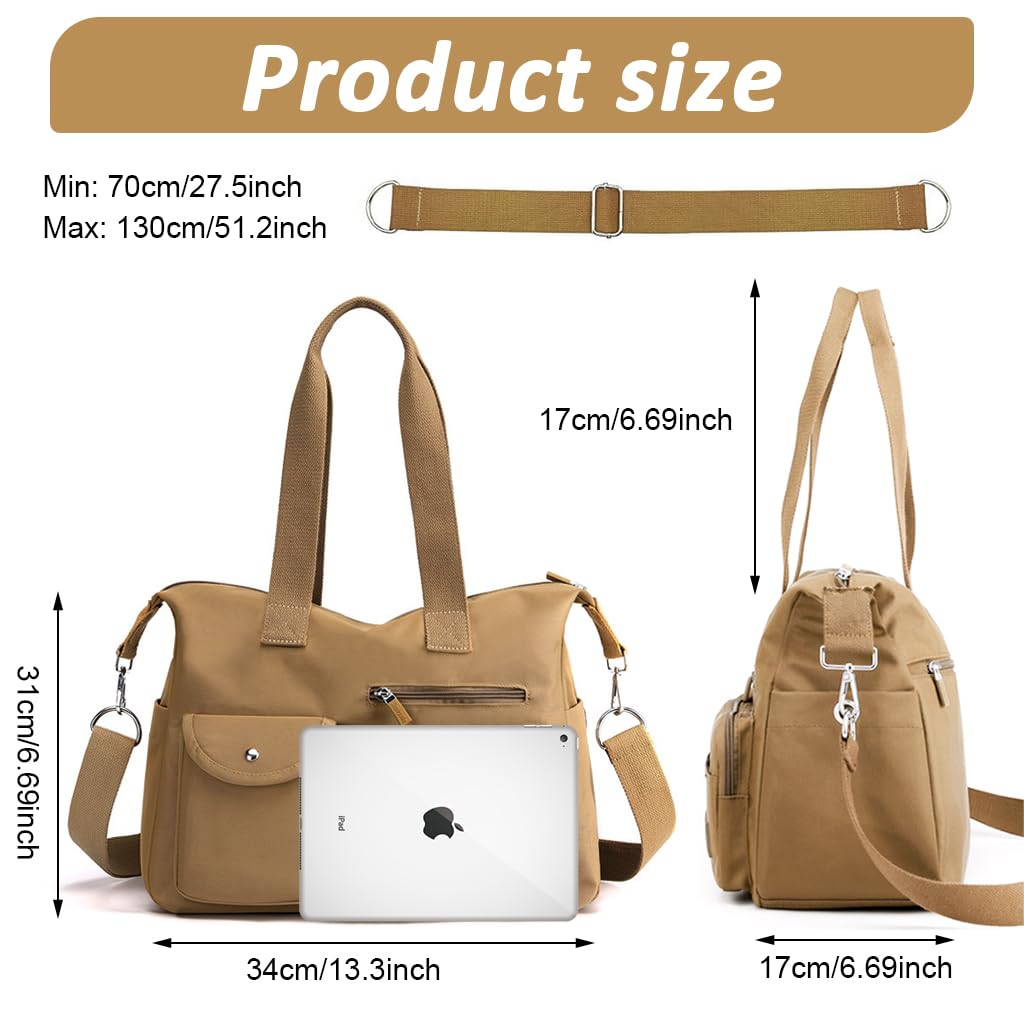 PALAY® Travel Handbags for Women, Casual Shoulder Bag Women Hand Bag Fashion Nylon Hand Bag with Removable Shoulder Strap Women Tote Bag Crossbody Bag Lightweight Tote Bag for Travel, 38x20x31cm