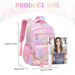 PALAY School Bag for Girls with Multi Compartments featuring Jellyfish Cartoon Print and Oxford Cloth | Comfortable Backpack for Kids 8–10 Years