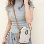 PALAY Mini Phone Bag for Women with Two Zippered Pouches and 12x6.5x20cm Compact Design | PU Contrast Color Crossbody Sling